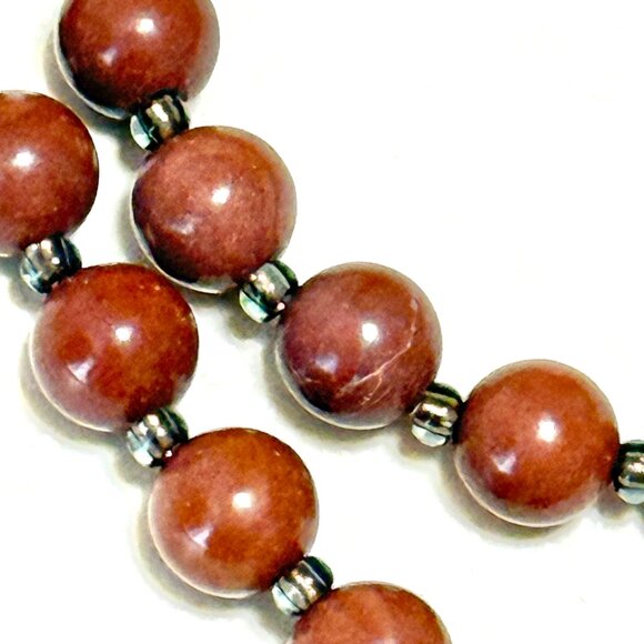 Genuine Red Jasper Short Necklace, Gemstone & Silver Cat on the Moon Charm - Picture 10 of 13